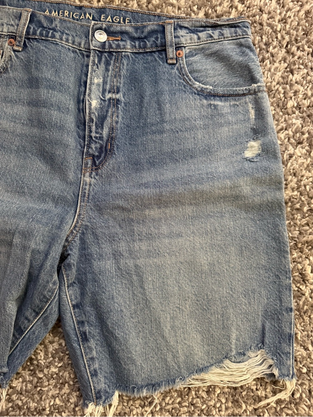 American Eagle Outfitters Light Blue Distressed Denim Cutoff Shorts